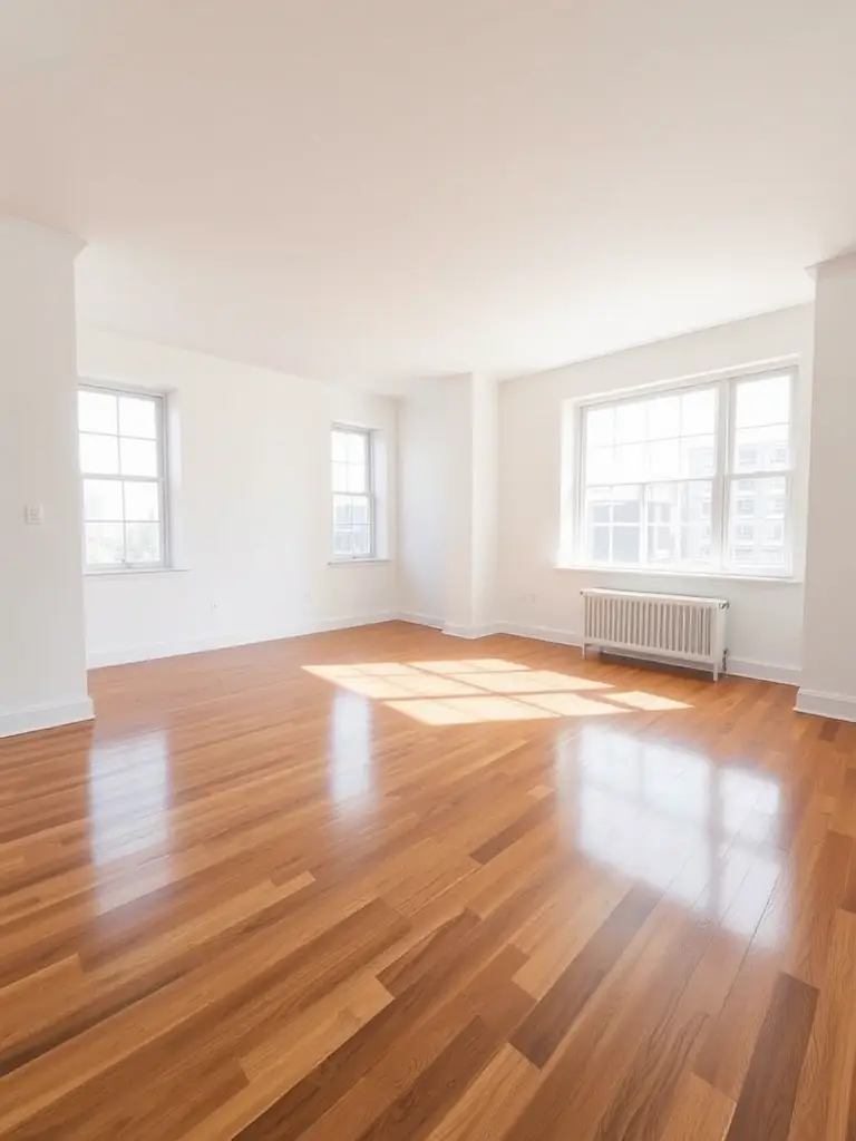 A pristine, empty apartment after a move-out cleaning service, ready for new occupants.